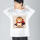 ganeshaのスーパーヒーローのマントを着たかわいいライオン Big Long Sleeve T-Shirt