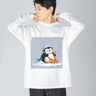 ganeshaのかわいいペンギンとおもちゃのシャベル ビッグシルエットロングスリーブTシャツ