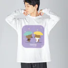 KIJISHIRO'S FACTORYの梅雨の時期に散歩しているキジシロ工場長 ビッグシルエットロングスリーブTシャツ