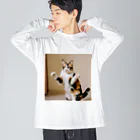 shadowshadowの三毛猫 ビッグシルエットロングスリーブTシャツ