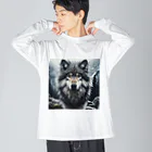 中村マコトのオオカミ　森の番人 ビッグシルエットロングスリーブTシャツ