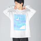 チョコミントの飛行機雲と三日月 Big Long Sleeve T-Shirt