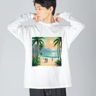 Paradise ExploreのPalm Breeze Bliss ビッグシルエットロングスリーブTシャツ