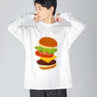 モツ煮子のフレッシュなハンバーガー ビッグシルエットロングスリーブTシャツ