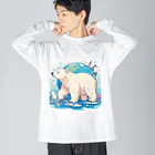 れいのホッキョクグマの冒険：地球を背景に未来へ進む姿 Big Long Sleeve T-Shirt