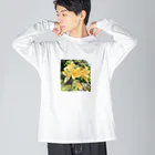 sarasaraの幸せの黄色いツツジ ビッグシルエットロングスリーブTシャツ