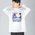 ハワイライフのイルカと満月 Big Long Sleeve T-Shirt