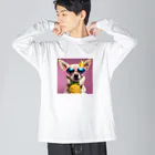 ハワイライフのイケてるパイナップル犬 ビッグシルエットロングスリーブTシャツ