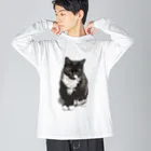 kinako-japanのくつした猫のくろみつ ビッグシルエットロングスリーブTシャツ