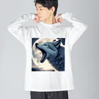 狼男の狼と満月 Big Long Sleeve T-Shirt