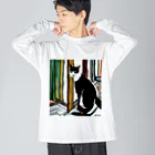 Ppit8のスパイ猫ちゃん、ミッション中！ ビッグシルエットロングスリーブTシャツ