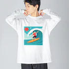 chan-takehaniのビッグウェーブに乗る ビッグシルエットロングスリーブTシャツ