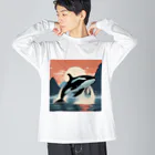 はちみつあめの夕日のシャチ Big Long Sleeve T-Shirt