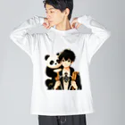 可愛い男の子イラスト販売所　By,keicyanの男の子　中学1年生　パンダ Big Long Sleeve T-Shirt