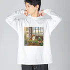 リトルGamesの猫の恩返し ビッグシルエットロングスリーブTシャツ