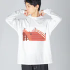 Amiの狐の手毬唄 太鼓橋と狛狐 ビッグシルエットロングスリーブTシャツ