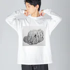 光平洋子のかしこいプーリー犬が振り向いた。puli illustration  Big Long Sleeve T-Shirt