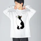 マツバラのおすわりねこ ビッグシルエットロングスリーブTシャツ