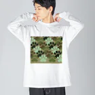 onehappinessの肉球　迷彩柄 Big Long Sleeve T-Shirt