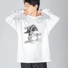 creepy plantのカエル-鮫のキモチ-Pointillism Big Long Sleeve T-Shirt