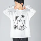 気ままに創作　よろず堂のどんよりねこ ビッグシルエットロングスリーブTシャツ