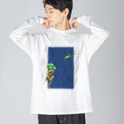 檸檬飴の雨の日のアカメアマガエルとクレステッドゲッコー(ホワイト) Big Long Sleeve T-Shirt