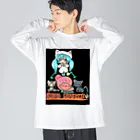 miku'ꜱGallery星猫のソーシャルディスタンス✨mikuと愛猫「2mはなれてにゃ SOCIAL DISTANCE」メッセージイラスト Big Long Sleeve T-Shirt