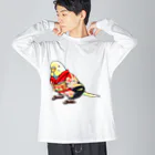 まめるりはことりのごきげん着物セキセイインコ【まめるりはことり】 Big Long Sleeve T-Shirt