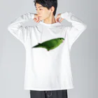 まめるりはことりのサザナミインコ　グリーン【まめるりはことり】 ビッグシルエットロングスリーブTシャツ