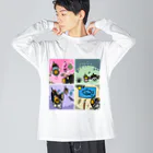 mami-skのお魚グッズ屋〜SUZURI店〜のモンちゃんの楽しそうな日常 루즈핏 롱 슬리브 티셔츠