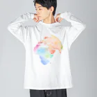 azure designの地球 Big Long Sleeve T-Shirt