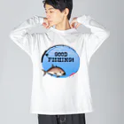 猫と釣り人のカンパチ_1_C ビッグシルエットロングスリーブTシャツ