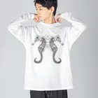 SumiReのタツノオトシゴ　白 Big Long Sleeve T-Shirt