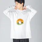 mugy-mugy-mugyのぼく、くまさん　たそがれ ビッグシルエットロングスリーブTシャツ