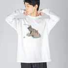 Leee_sanのカバと釣りカエル ビッグシルエットロングスリーブTシャツ