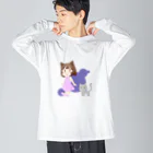 クロム堂のねこみみちゃん ビッグシルエットロングスリーブTシャツ