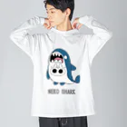 のべ子のねこシャーク(シロネコちゃん) ビッグシルエットロングスリーブTシャツ