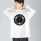 『NG （Niche・Gate）』ニッチゲート-- IN SUZURIの動物家紋。H.T.（三つ葉葵ハシビロコウ）黒 Big Long Sleeve T-Shirt