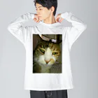 powpowの寝ぼけ猫 ビッグシルエットロングスリーブTシャツ