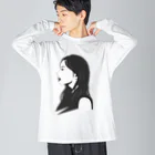 R-design STOREのクールな女性の横顔 Big Long Sleeve T-Shirt