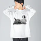 ほのかすまいる🐱歌×猫のほのけんグッズ2020!(白黒) ビッグシルエットロングスリーブTシャツ