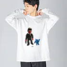 リーゼントと青い猫のBUDDY Big Long Sleeve T-Shirt