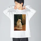 ゆーさんのアルトゥール・ヘイヤー　Weiße Katze Und Zwei Zitronenfalter ビッグシルエットロングスリーブTシャツ