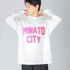 JIMOTO Wear Local Japanの港区 MINATO CITY ロゴピンク ビッグシルエットロングスリーブTシャツ