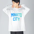 JIMOTO Wear Local Japanの港区 MINATO CITY ロゴブルー ビッグシルエットロングスリーブTシャツ