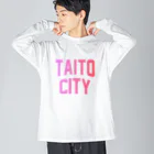 JIMOTOE Wear Local Japanの台東区 TAITO TOWN ロゴピンク ビッグシルエットロングスリーブTシャツ
