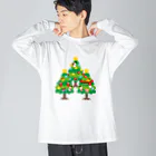 イラスト MONYAAT の森さんのクリスマスA クリスマスツリー ビッグシルエットロングスリーブTシャツ