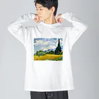 鉄火巻きのゴッホ_糸杉のある麦畑 Big Long Sleeve T-Shirt