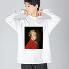 MOTU_Designのマスク　モーツァルト　 Mozart ビッグシルエットロングスリーブTシャツ