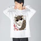 DSM/冴木みやこの両面印刷ハマり動物ふくろう ビッグシルエットロングスリーブTシャツ